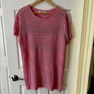 NET Pink Crochet swimsuit Coverup